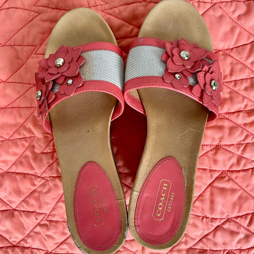 Coach leather and cork wedges